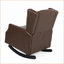 Chaise berçante à oreilles contemporaine avec capitonnage à boutons & amp; Boulons en bouleau | Brun foncé | Polyuréthane