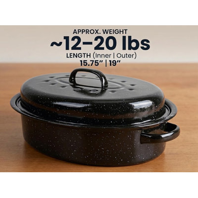 Enamel Oval Non-stick Roaster With Lid