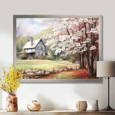 White Grey Dogwood At The Farm III On Canvas Print