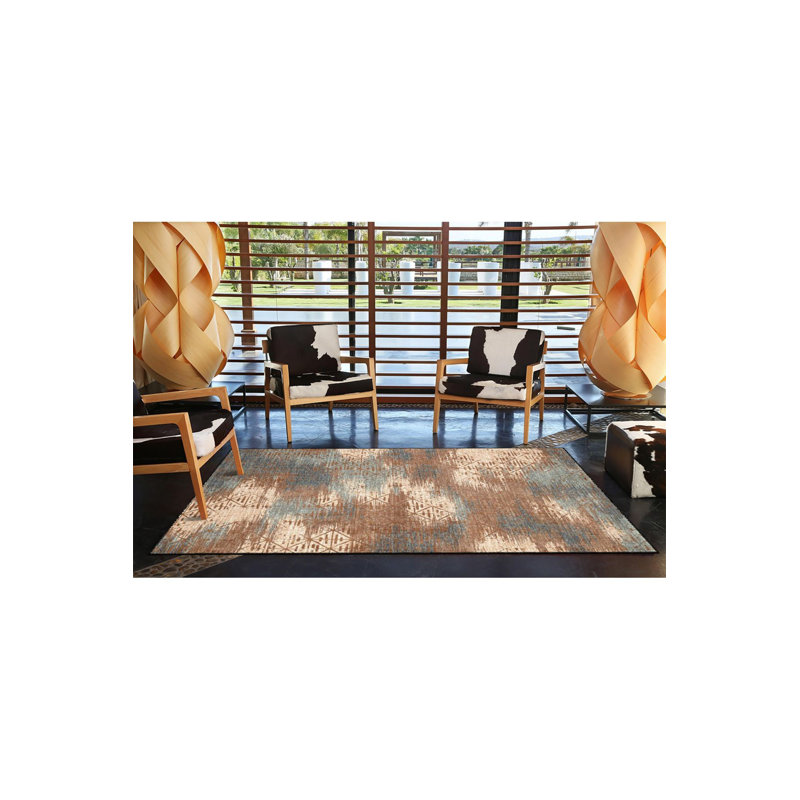 Tapis tissé à motif de losanges lavable à la machine, Rectangle 3 pi 3 po x 4 pi 11 po