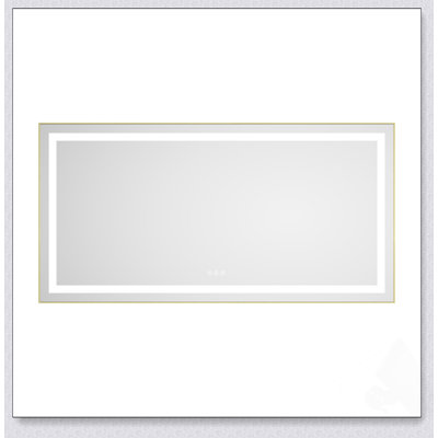 Miroir de salle de bain à DEL avec façade et rétroéclairage, miroir de meuble-lavabo mural avec cadre en aluminium, antibuée, mémoire, 3 couleurs, gradation continue