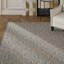 Tapis géométrique tissé à la main à motif géométrique bleu clair / ivoire-16769284