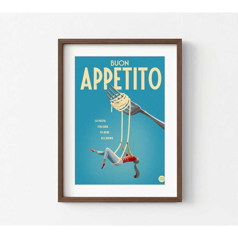Buon Appetito, reproduction d'art - prête à être accrochée, options de cadre, H 30 po x l 40 po, Brun