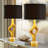 23"  Modern Double Head Gold Table Lamp with USB Charging Ports Dual-Layer Marble Base (set of 2)