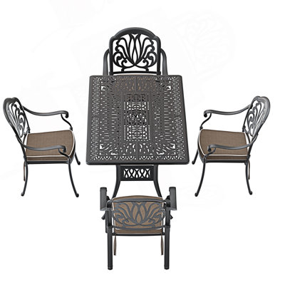 5-Piece Cast Aluminum Patio Set With Cushions