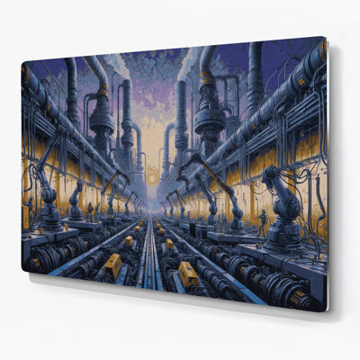 SciFi Robot maintenance districts Gray Metal Wall Art