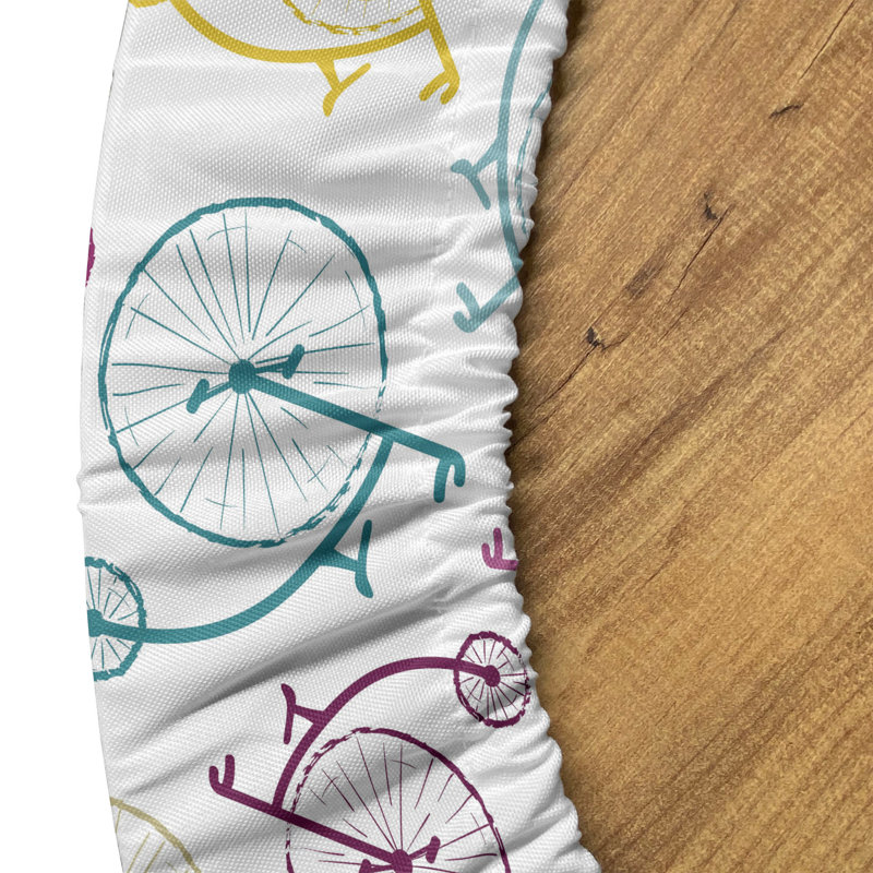 Bungalow Rose Bicycle Fitted Round Tablecloth Diameter Multicolor, 64.17" Round