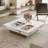 Faux Marble Modern Square 42" Coffee Tables 2 Legs Cocktail Tables for Living Room-1485978789-1485978788