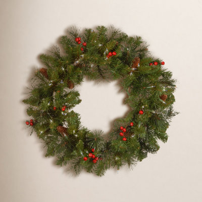 The Holiday Aisle® 36" Pre-Lit Spruce Wreath