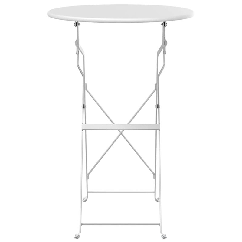 Bistro Table Folding Powder-coated Steel Garden Outdoor Furniture Patio, White