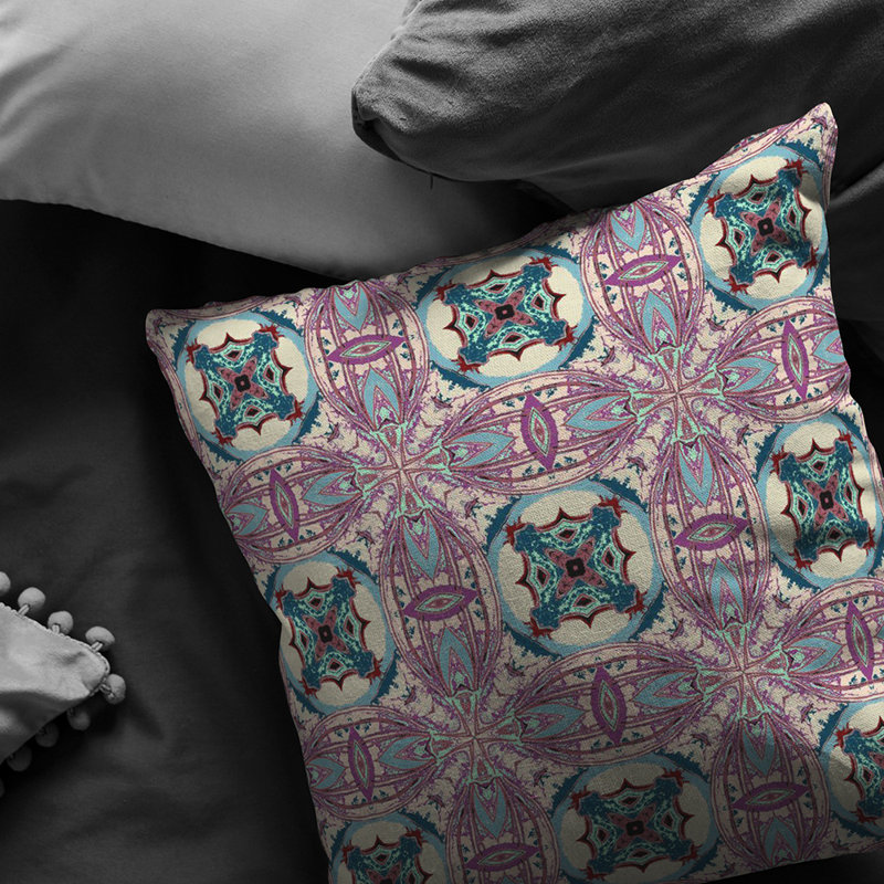 Geometric Linen Reversible Throw Pillow, Cotton Twill, Light Pink