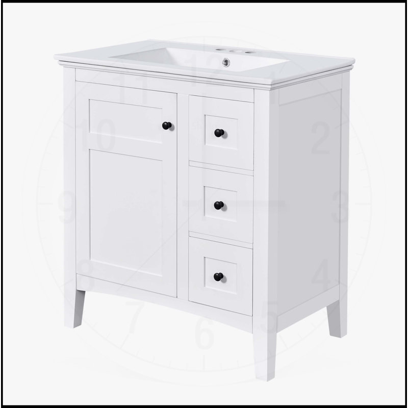 Meuble-lavabo 30 po avec lavabo en céramique, Blanc