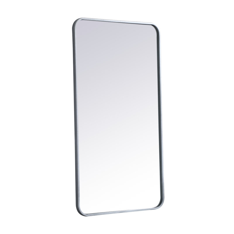 Sabine Metal Rounded Rectangle Wall Mirror, 40" x 22", Silver