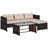 Outsunny 3 Piece Patio Furniture Set, Rattan Outdoor Sofa Set With Chaise Lounge & Loveseat, Soft Cushions, Tempered Glass Table, L-Shaped Sectional Couch, Beige