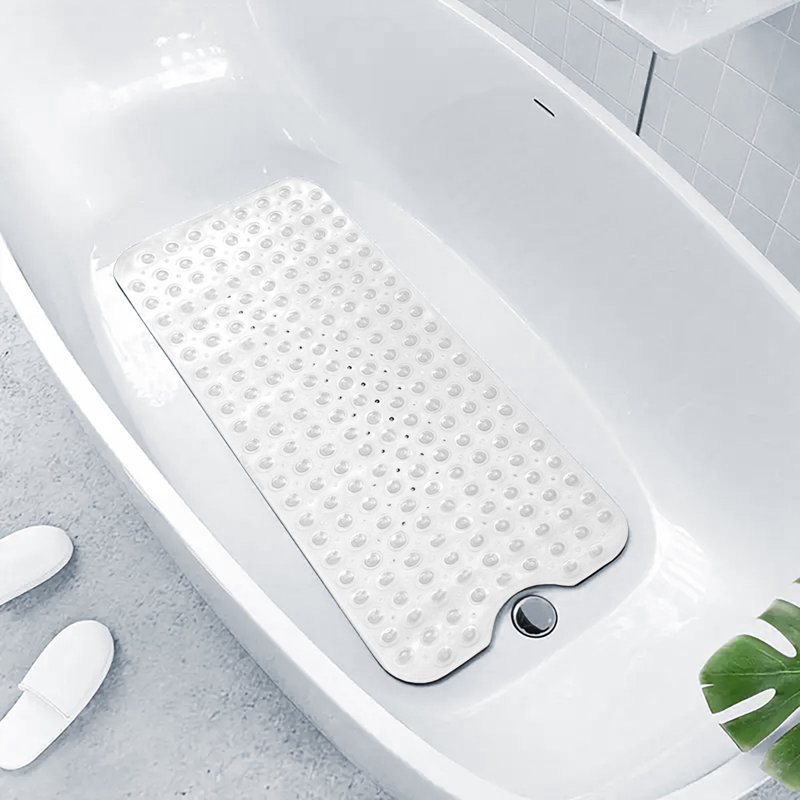 Vinyl Non-Slip Shower Mat, White, 100cm L x 40cm W