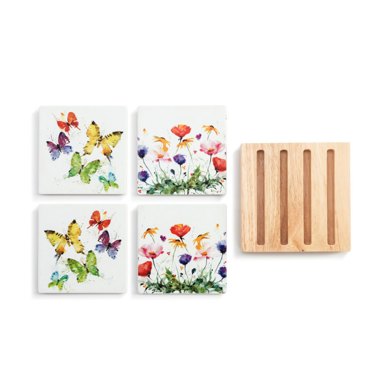 Earthenware Square 4 Piece Coaster Set