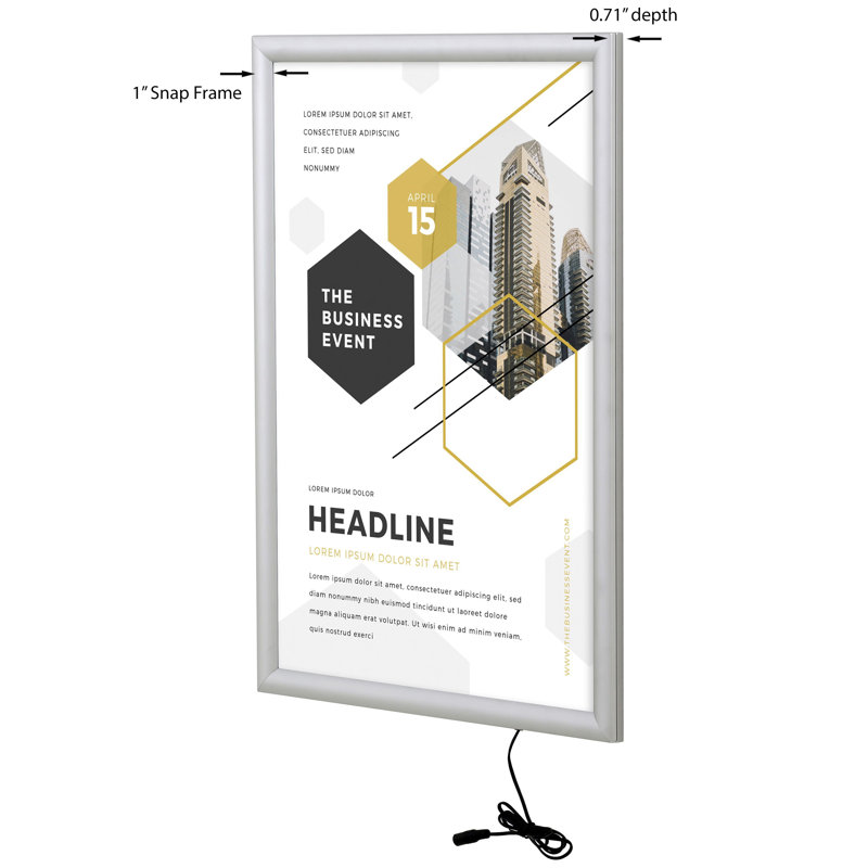 Silver Aluminum LED Wall Mount Poster Frame 18" x 24"