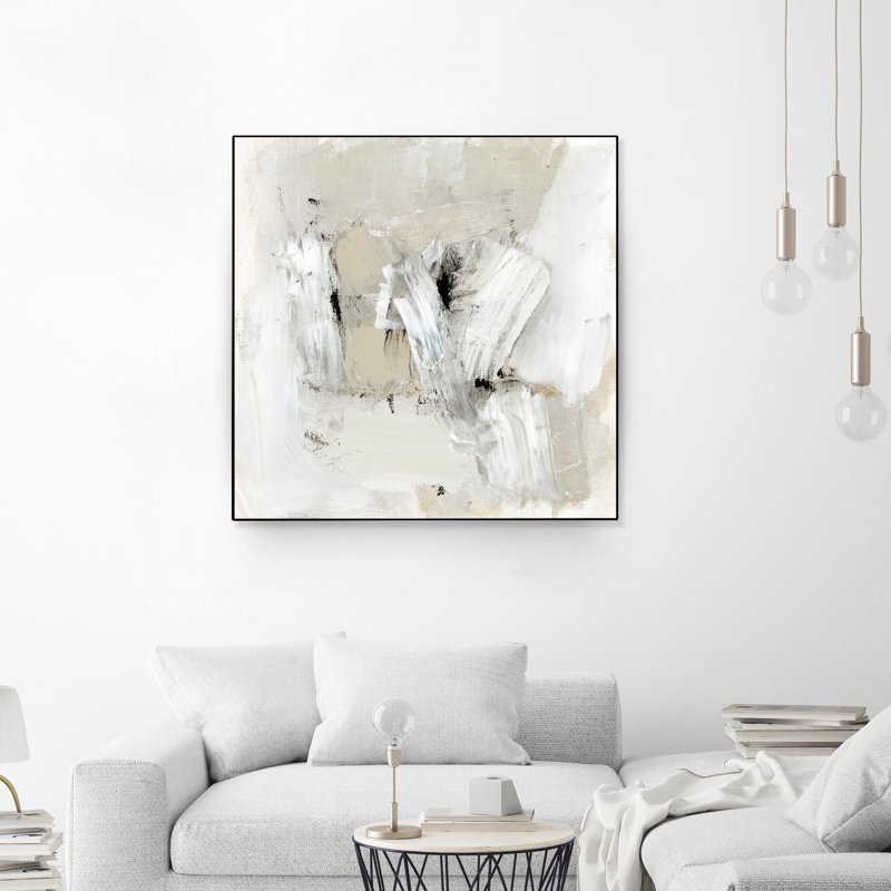 «Neutral Brushstrokes I», toile encadrée par Giant Art, H 20 po x l 20 po