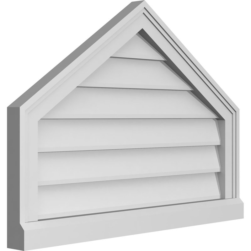 Peaked Top Surface Mount Signature Urethane Non-Functional Gable Vent 8/12 Pitch Primed Tan, 20" H x 28" W x 2" D