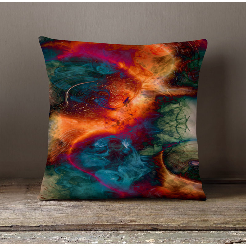 Throw Pillow With Insert, Blue/Red Abstract 8, 18"H x 18"W