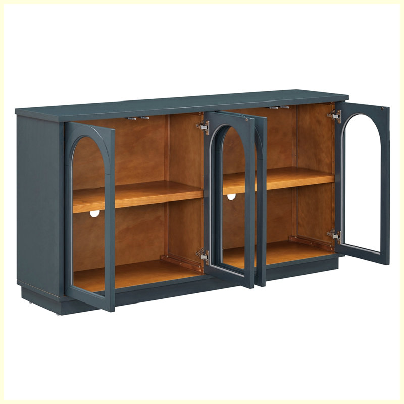 Grande armoire de rangement moderne à 4 portes avec portes en verre Modern, Marine