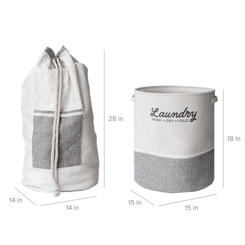 Heavy Duty Canvas Laundry Bag and EVA Laundry Basket, Set of 2, by RGI Home