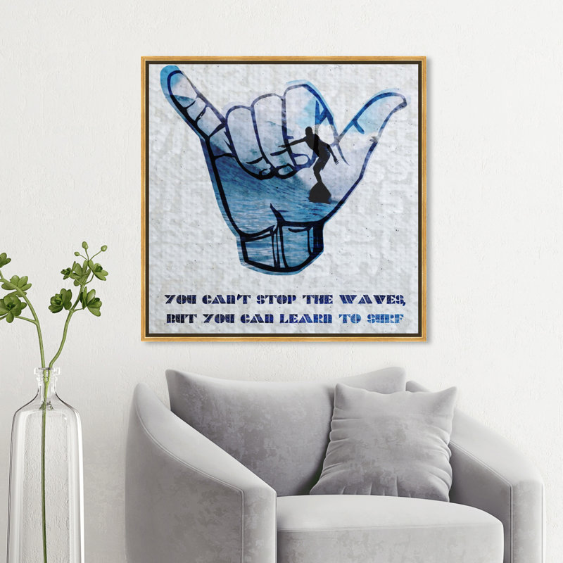 " Learn To Surf ", 30" H x 30" W, Gold Framed