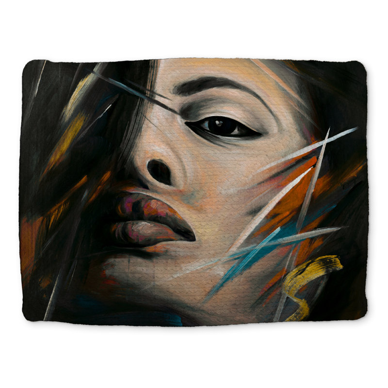 Brown Figurative Braided Polyester Placemat - Abstract Woman