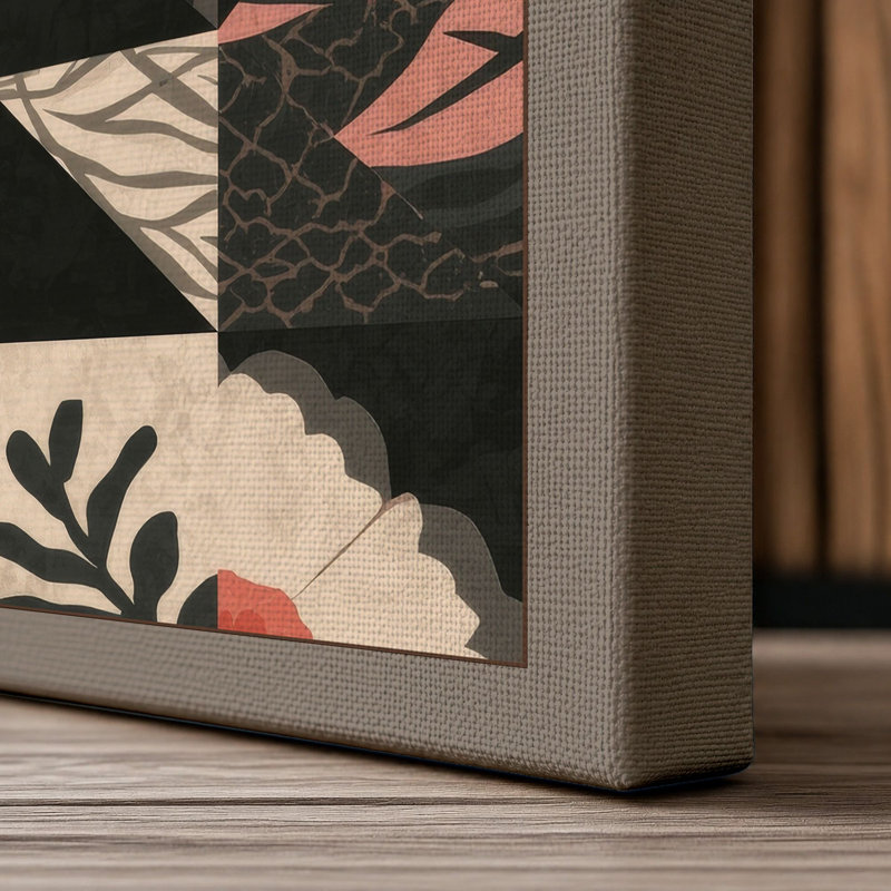 Fragmented Botanicals Mid-Century - Wrapped Canvas, 36x24 - 91.4 x 61.0 cm, Taupe Border
