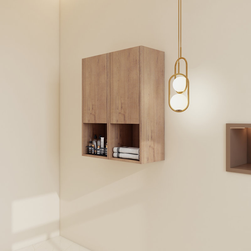 Armoire murale simple en lin requise avec 2 portes à fermeture douce, Naturel