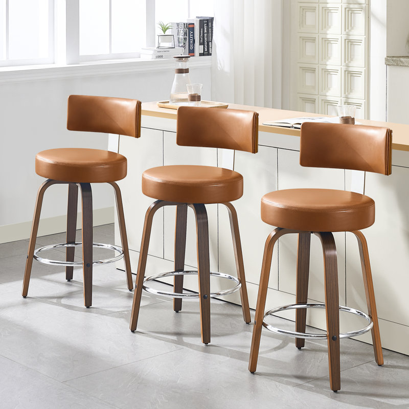 Swivel Upholstered Counter & Bar Stool, Counter Stool (26" Seat Height), Brown