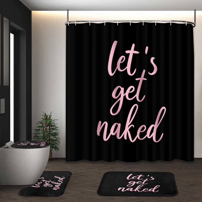 Ensemble de tapis de salle de bain rose antidérapant 4 pièces