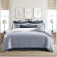 Ensemble de housse de couette à rayures en coton indigo / blanc Walker-110450162