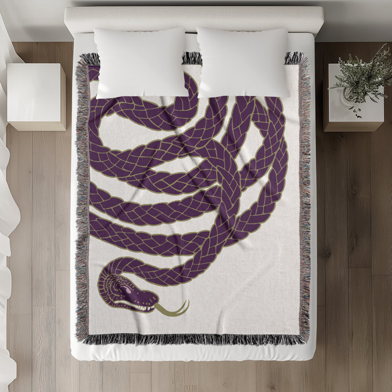 Spiga Snake Cotton Blend Blanket Throw, Purple, 60" L x 60" W