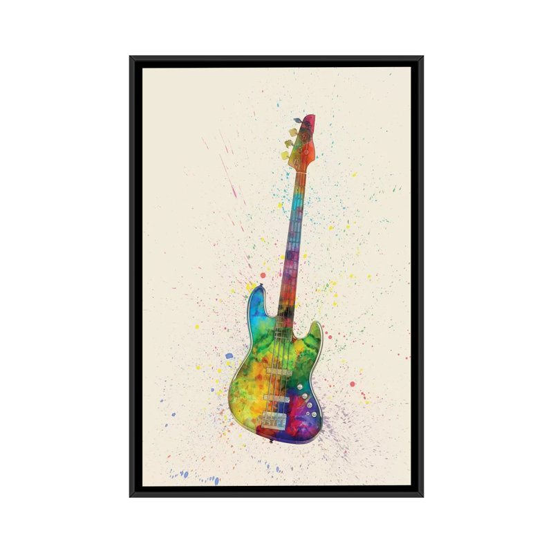 «Musical Instruments Series: Electric Bass Bass», impression sur toile tendue, H 48 po x l 32 po x P 1,5 po, Pas de tapis