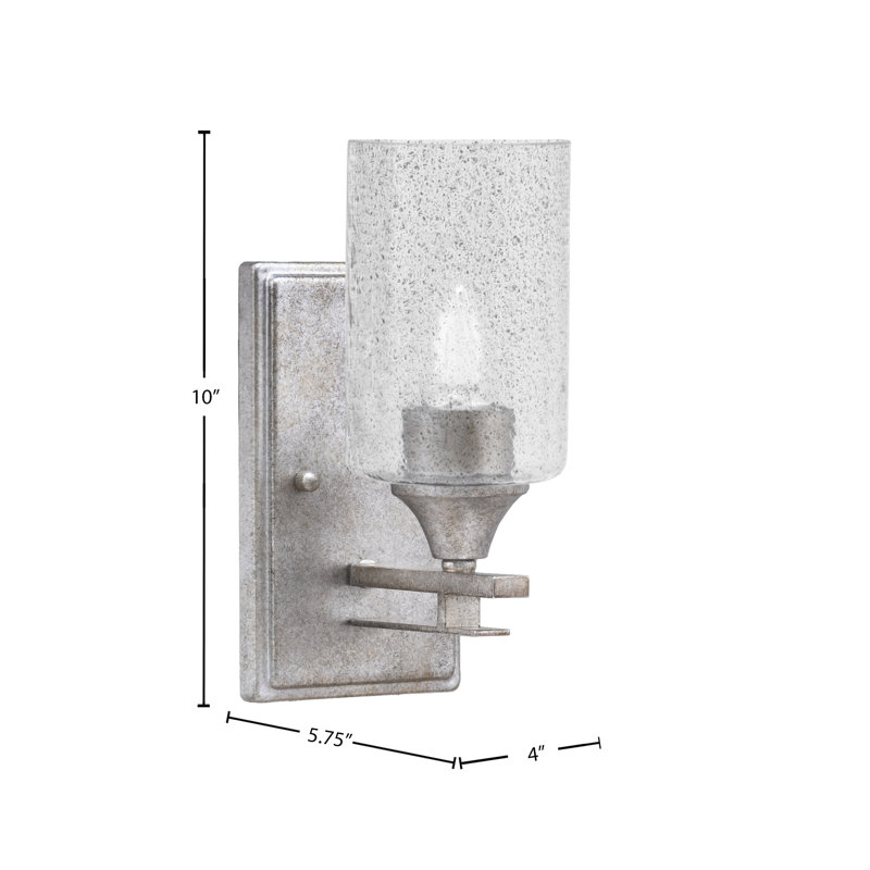 Uptowne Wall Sconce Shown In Aged Silver Finish With 4" Glass, Smoke