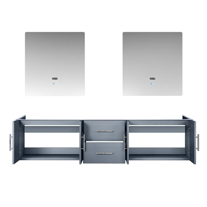 Meuble-lavabo double gris foncé 80 po X P 22 po D et 30 po Miroirs à DEL, Gris foncé