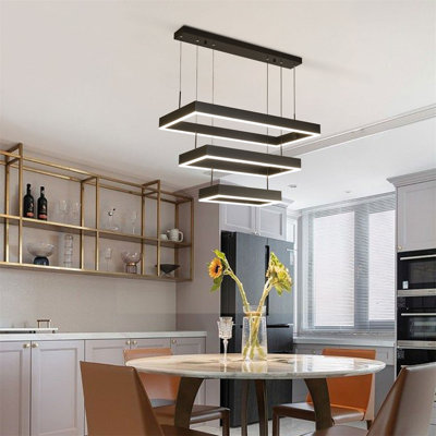 54W 3-Ring LED Chandelier, Modern Dimmable Ceiling Light with Remote, 3 Color Temps