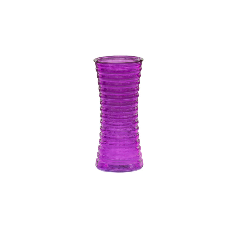 Vase en verre fabriqué à la machine, Mauve, H 4,25 po x l 4,25 po x P 9,75 po