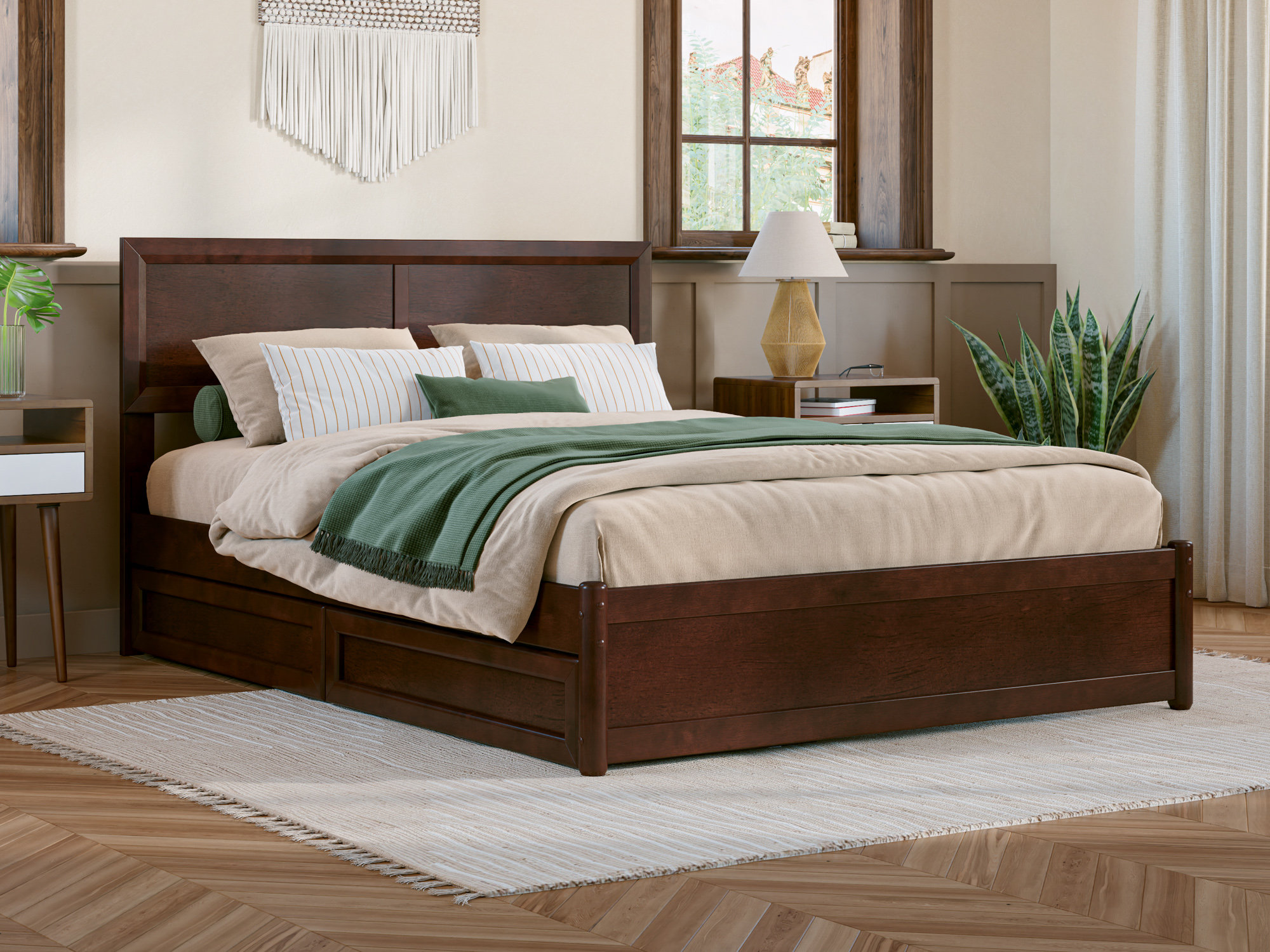 Astley Solid Wood Panel Storage Bed