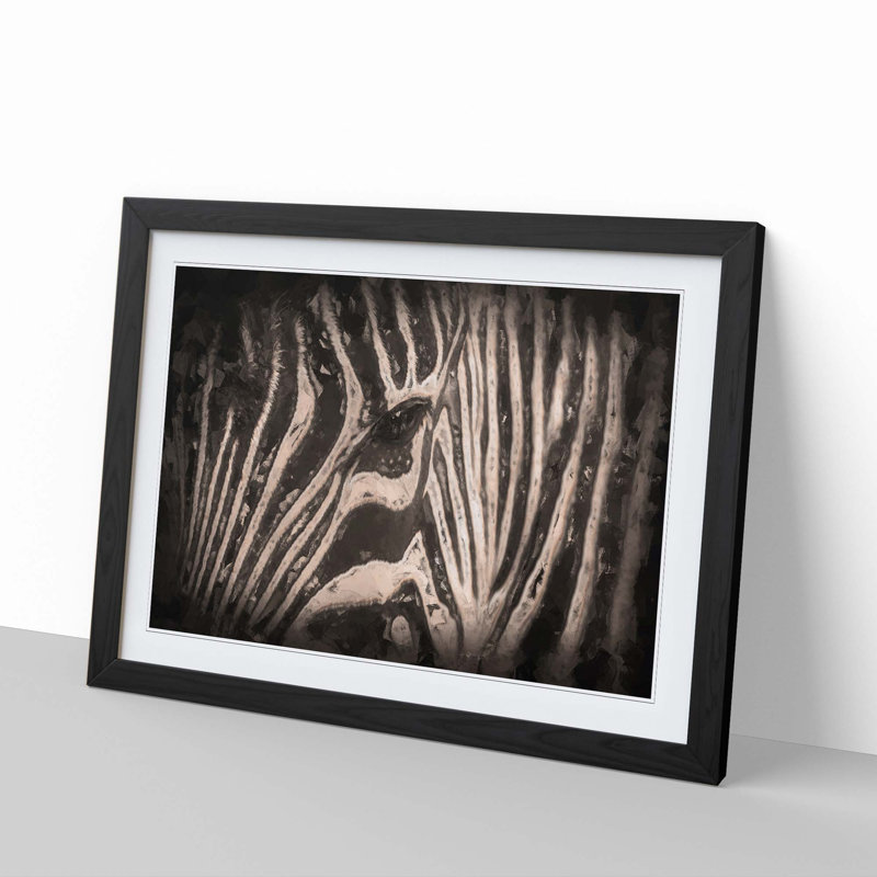 Eye of the Zebra in Abstract - Picture Frame Graphic Art Print, Black Framed, 27cm H x 36cm W x 2cm D