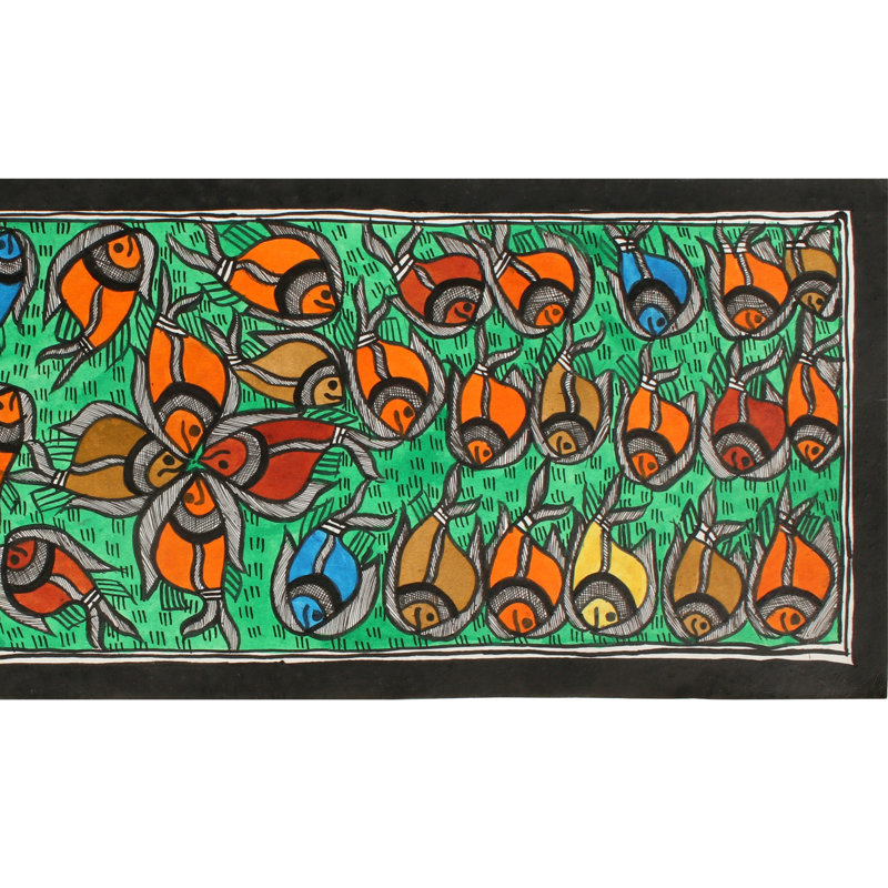 Poissons colorés | Peinture Madhubani | Couleurs naturelles sur papier fait à la main