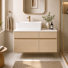 Meuble-lavabo suspendu moderne de 31,5 po avec lavabo en céramique, tiroir et rangement mural pour espaces compacts