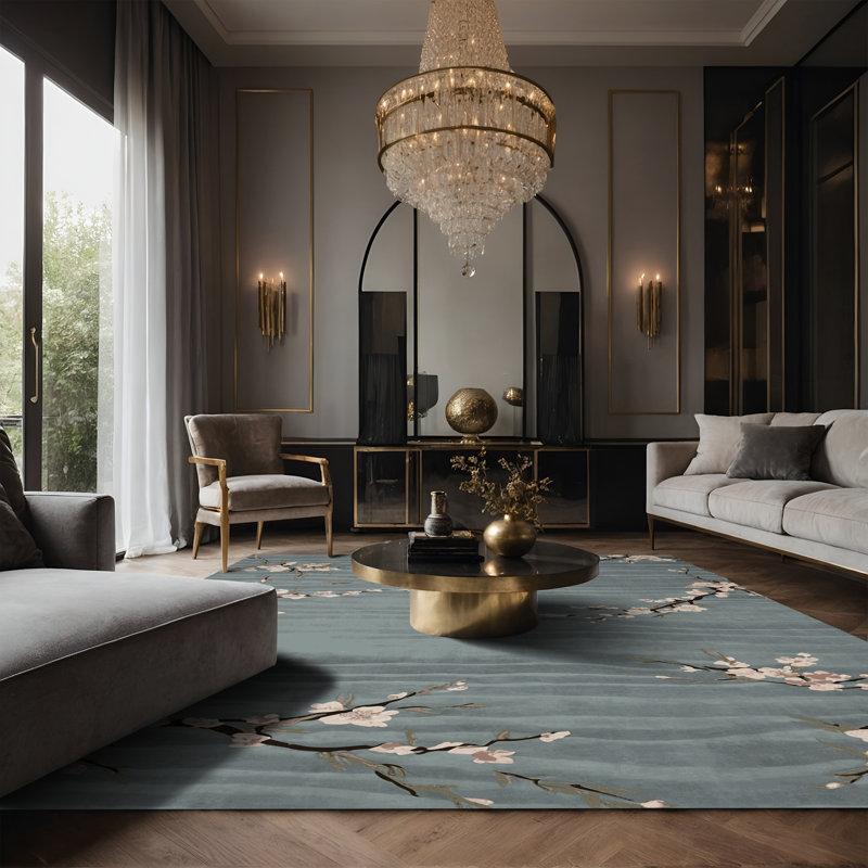 Tapis gris soyeux et moelleux, Rectangle 8 pi x 12 pi
