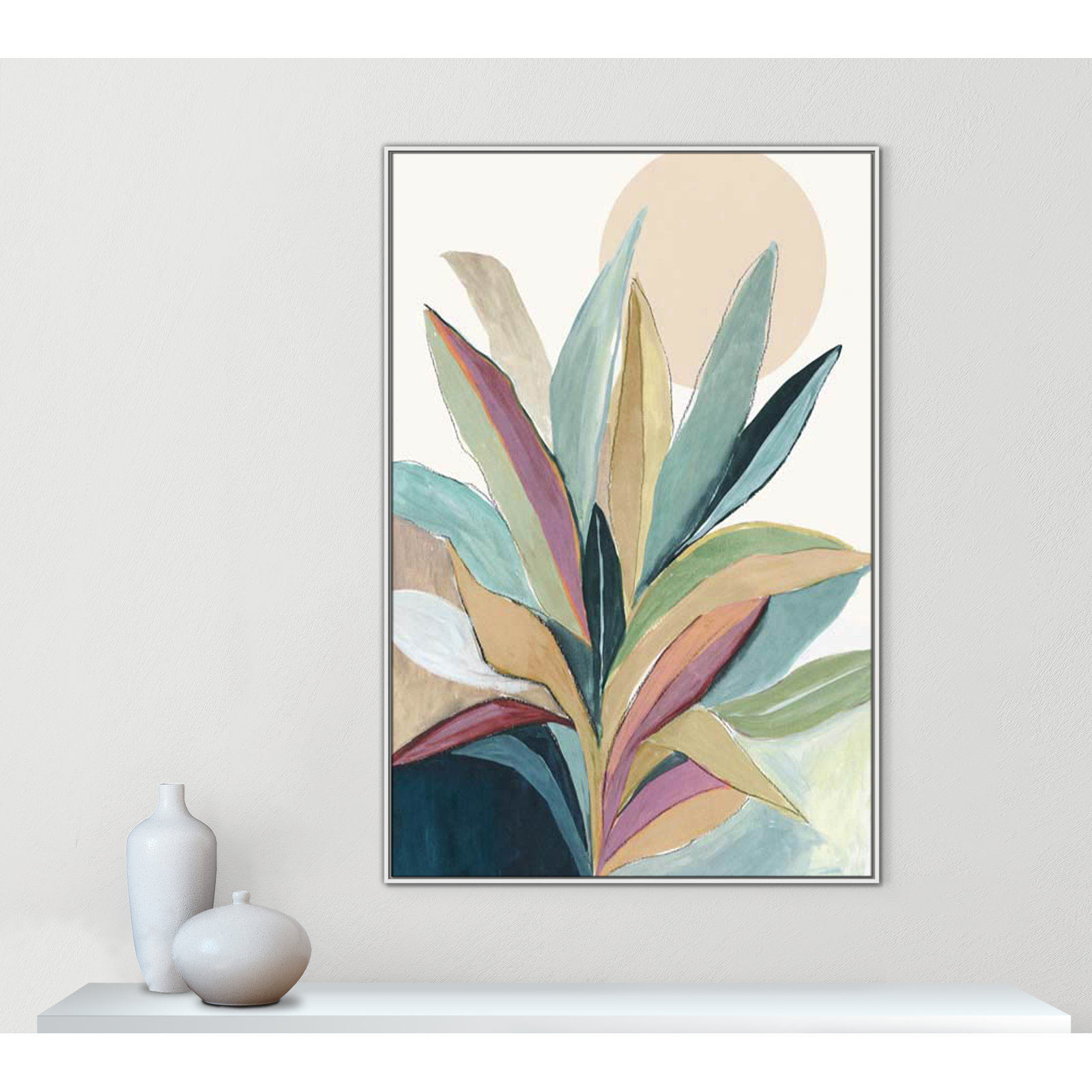 Sherbrooke Sunny Bright Leaves I by Asia Jensen Print, No Mat, White Floater Framed, 61.5" H x 41.5" W x 2" D