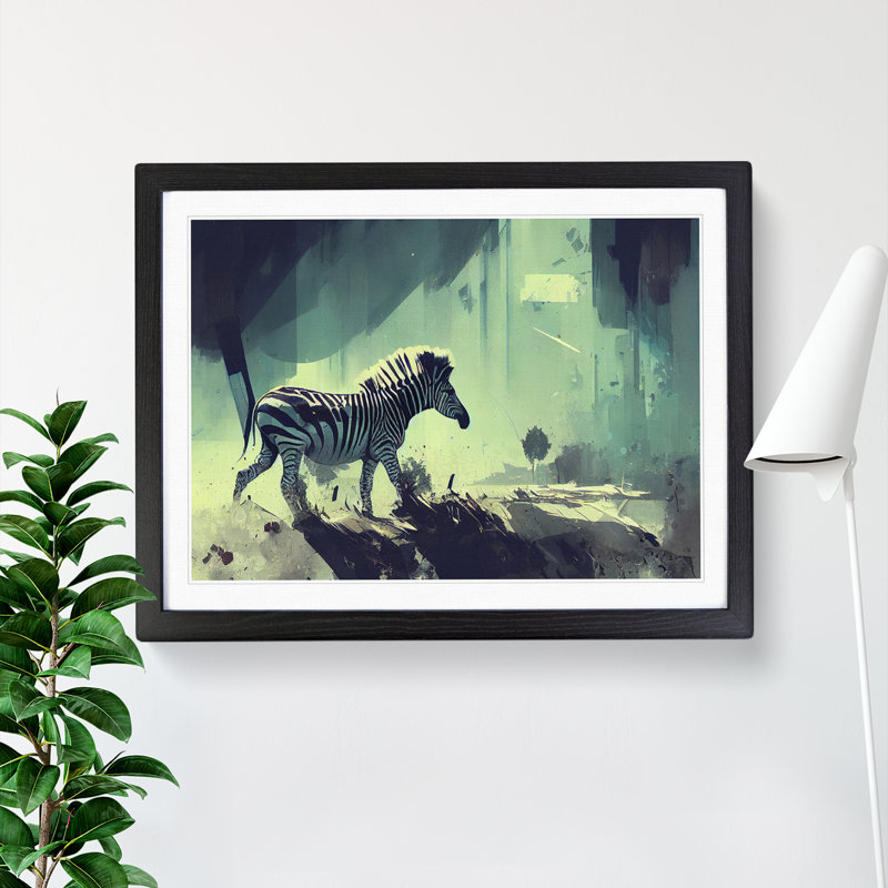 Zebra Vol.1 - Single Picture Frame Painting, Black, 34cm H x 46cm W x 2cm D