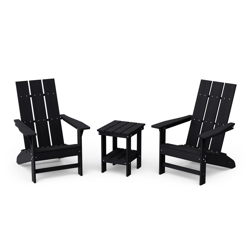 Avilez 3-Piece Modern Adirondack Set With Side Table, Black