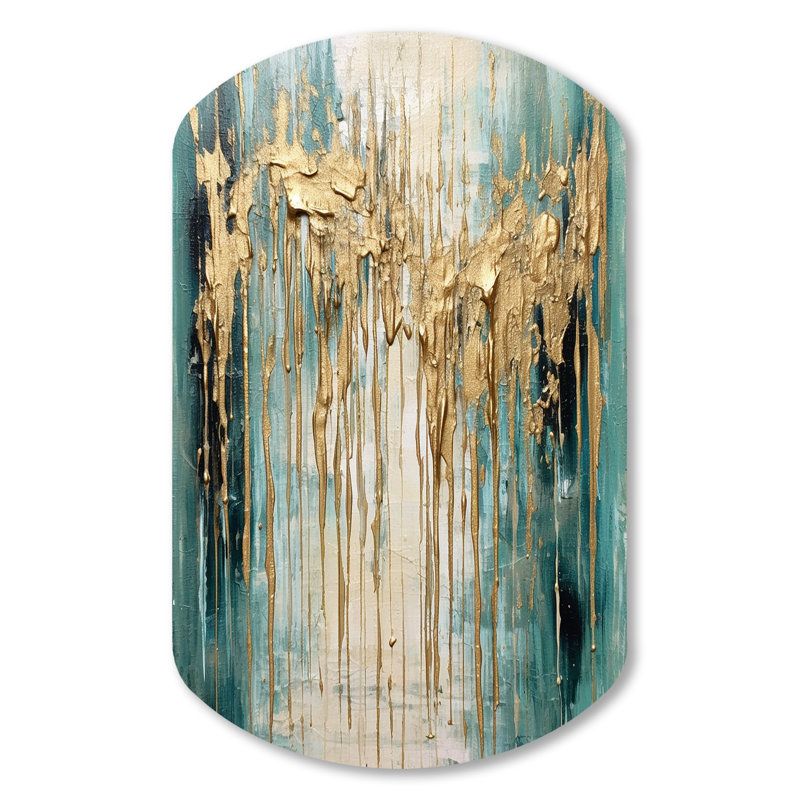Gilded Daydreams VI - Minimalism Asymmetrical Metal Print Wall Art, Modern Cylinder Metal Wall Decor, 31" H x 19" W x 1" D