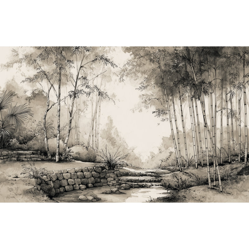 Panneau mural en bambou traditionnel, Non-Woven Nonpasted, 200 po x 120 po