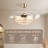 47" Invisible 3-Circle Crystal Ceiling Fan with Light Remote 4 Retractable Blades Reversible Ceiling Fan for Dining Room Bedroom Fan with Chandelier Indoor Light Kit